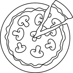 design stück pilze funghi champignon lecker pizza rund groß comic cartoon clipart