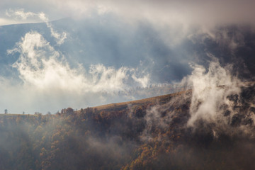 clouds in autumn mountains