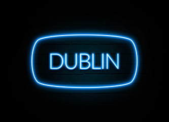 Dublin  - colorful Neon Sign on brickwall