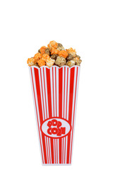 bucket of halloween orange and black licorice popcorn
