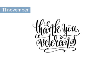 thank you, veterans hand lettering inscription to 11 november 