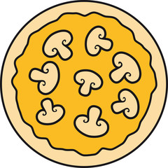 design pilze funghi champignon lecker pizza rund groß comic cartoon clipart