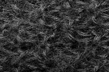 Macro shot of black natural wool, abstract texture