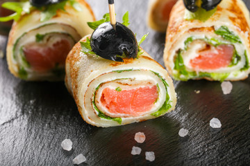 Pancake with salmon