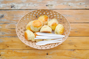 set scones in the basket