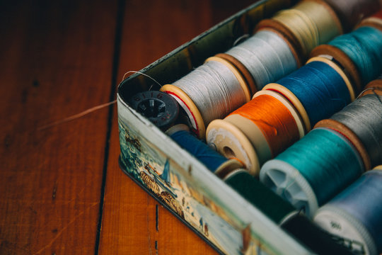 A collection of sewing threads