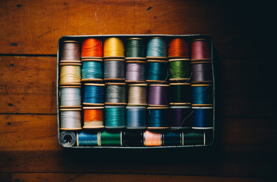 A collection of sewing threads