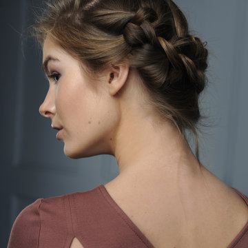 Portrait of beautiful woman in studio