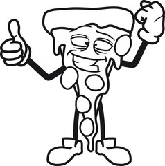daumen drücken gut figur gesicht stück salami pizza lecker essen hunger comic cartoon