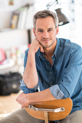 Portrait of a handsome man with gray hair