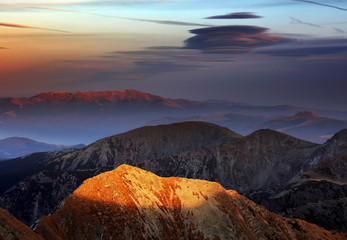 Alpine fall landscape in National Park Retezat, Romania, Europe