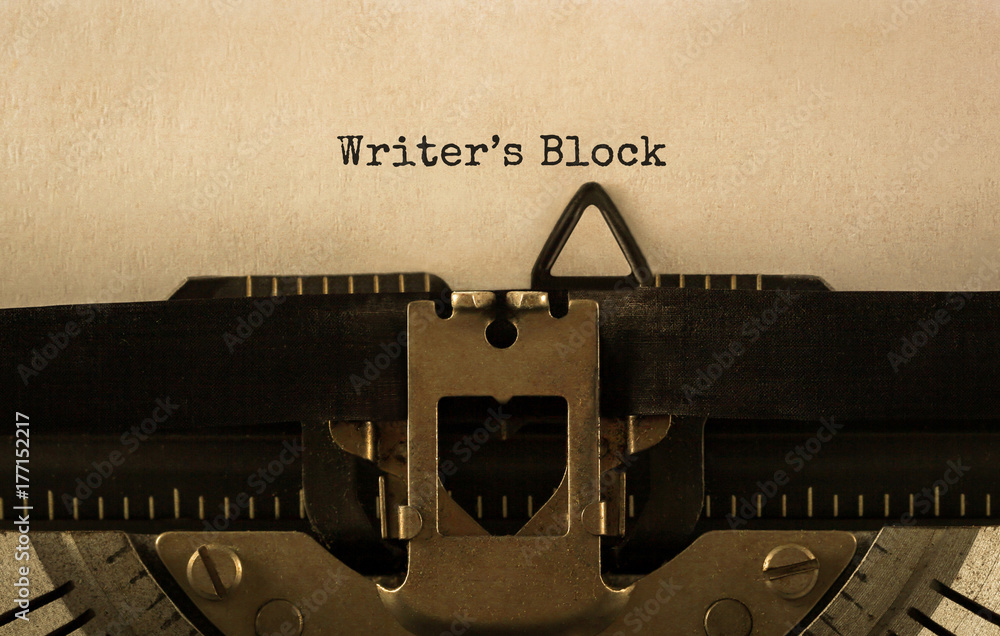 Fototapete text writer s block typed on retro typewriter