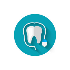 Tooth icon and computer mouse, illustrated in a flat design style of vector illustration. Modern icon of dentistry. Website and design for mobile applications and other your projects