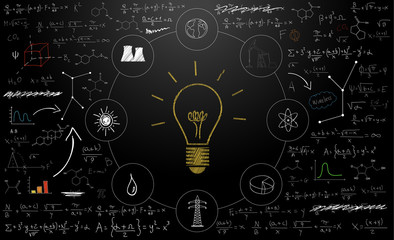 lavagna, formule, icone, sfondo