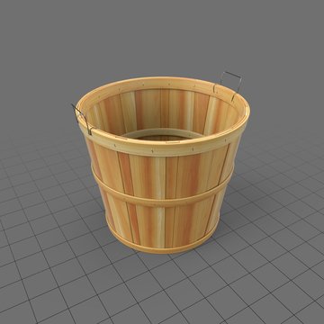 Wooden basket with wire handles