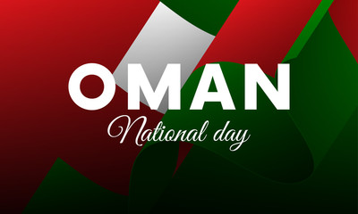 Banner or poster of Oman National Day celebration. Waving flag. Vector illustration.