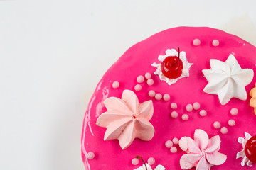 Pink cake decorated