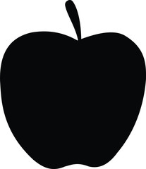 A black and white silhouette of an apple