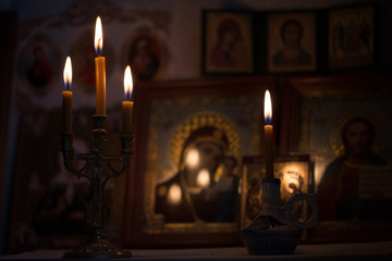 A candle against the background of orthodox