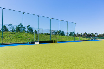 Hockey Goals Field Astro Turf Blue Sky