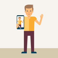 Selfie cartoon beautiful