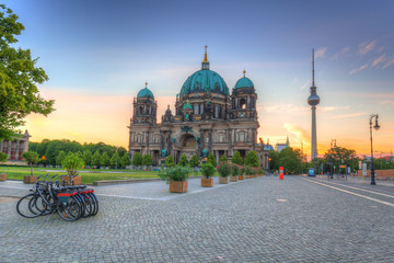 Berlin Cathedral (Berliner Dom) and TV Tower at sunrise, Germany © Patryk Kosmider