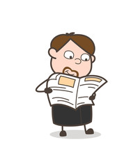 Comic Church Priest Reading Newspaper Vector