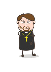 Sad Injured Priest with Bandage on Face