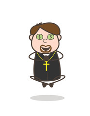 Greedy Priest with Money-Mouth Face Vector
