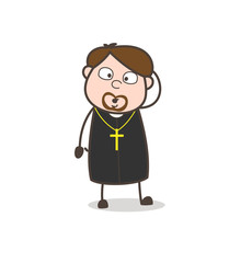 Surprised Priest Face with Open Mouth Vector