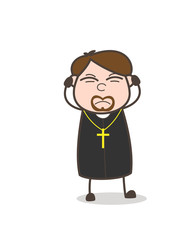 Irritated Cartoon Priest Expression Vector