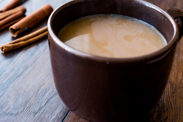 Masala Chai Tea in a big brown Cup.