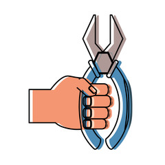   hand with plier vector illustration