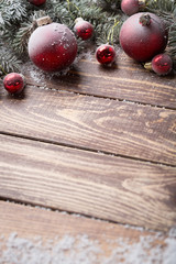 Christmas background on wooden