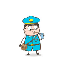 Thirsty Adult Mail-Carrier Drinking Water Vector