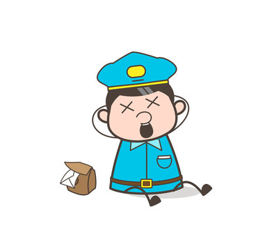 Comic Mailman Dizzy-Face Vector Illustration