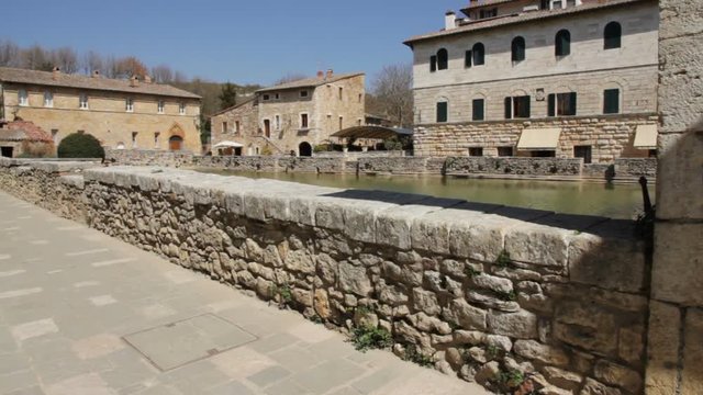 The pool of thermal water in Bagno Vignoni, a small medieval village in Tuscany


