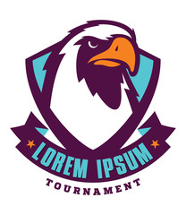 Eagle sport logotype for college team. Isolated on white background