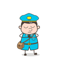 Cartoon Postman Doing Prayer Silently Vector
