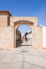 landmark ancient Arch of Benalua, from Sixteenth century, public monument in village Banos de la Encina, Jaen, Andalusia, Spain Europe
