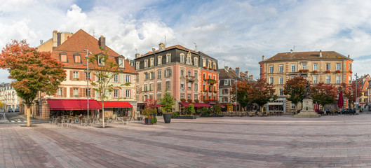 Colorful houses on the central square of Belfort