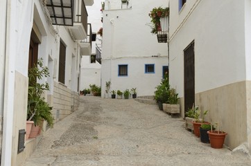 White street in Peniscola, Spain