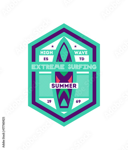 Summer Surfing Vintage Isolated Label Windsurfing Society