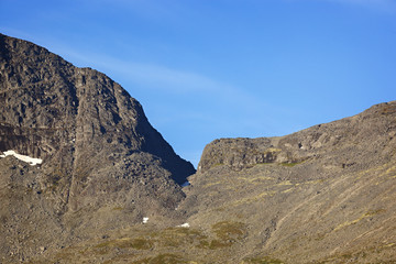 The tops of the Mountains, Khibiny  and cloudy sky. Kola Peninsula, Russia.