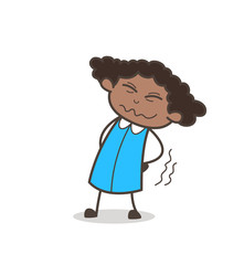 Comic Young Girl Feeling Pain in Body