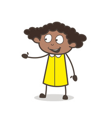 Happy Girl Showing Helping-Hand Vector Illustration