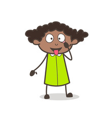 Funny Girl Showing Eyes and Tongue for Checkup