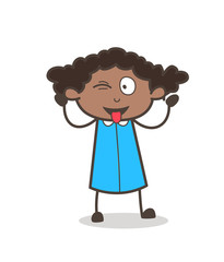 Naughty Girl Winking Eye and Tongue Out Face Vector