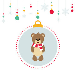 cartoon christmas balls with cute bear