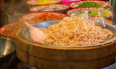 Freshly Cooked Batch of Thai Traditional Styled Steaming Shrimp Paste Rice